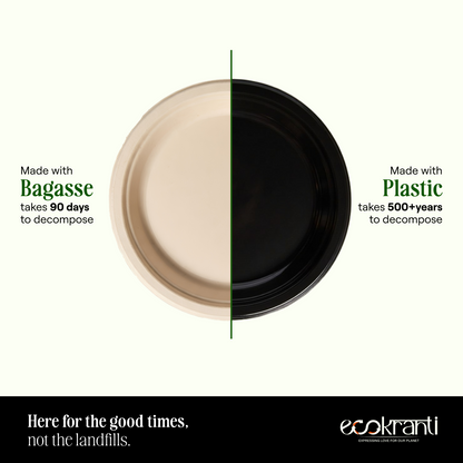 EcoKranti 12-Inch Bagasse Disposable Plates