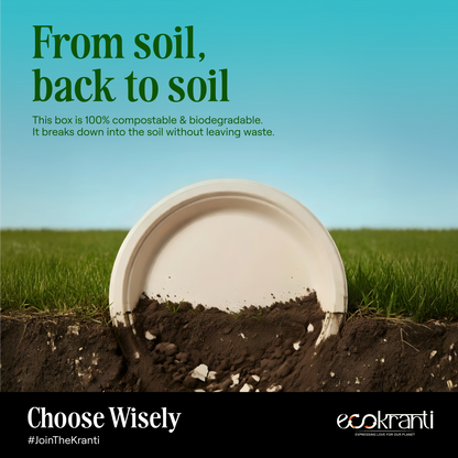 EcoKranti 12-Inch Bagasse Disposable Plates