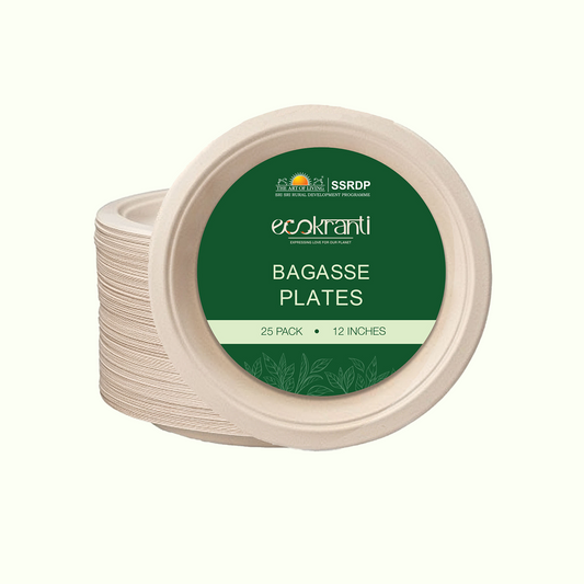EcoKranti 12-Inch Bagasse Disposable Plates