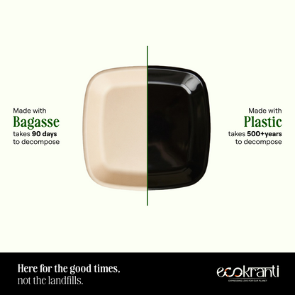 EcoKranti 6-Inch Bagasse Square Plates