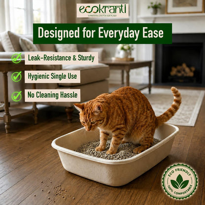 EcoKranti Bagasse Cat Litter Tray