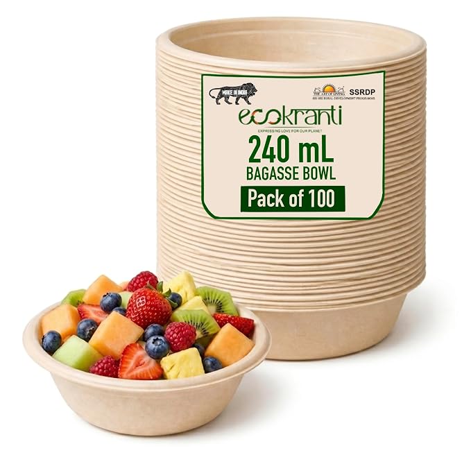EcoKranti Bagasse Disposable Bowls