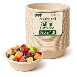 EcoKranti Bagasse Disposable Bowls
