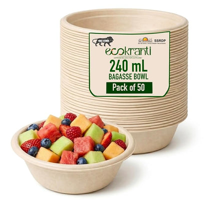 EcoKranti Bagasse Disposable Bowls