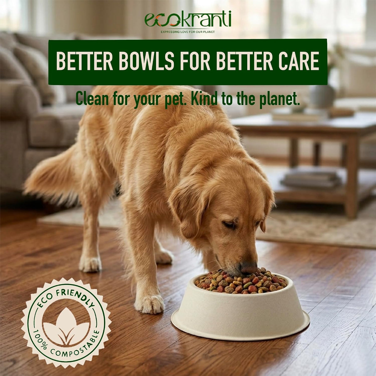 EcoKranti Bagasse Pet Food Bowls