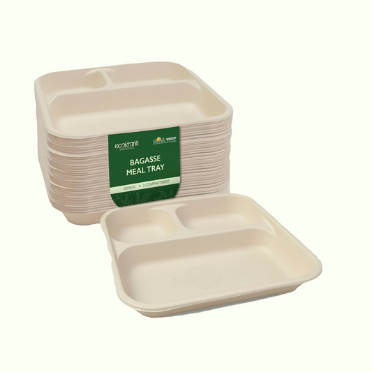 EcoKranti 3-Compartment Bagasse Meal Tray