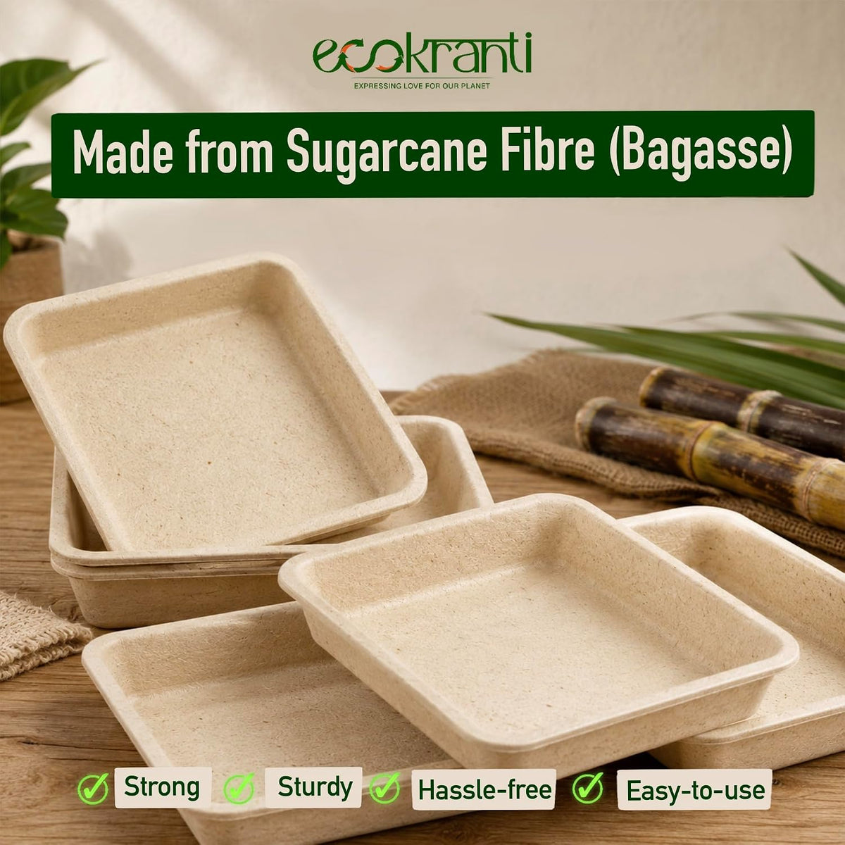 EcoKranti Bagasse Cat Litter Tray