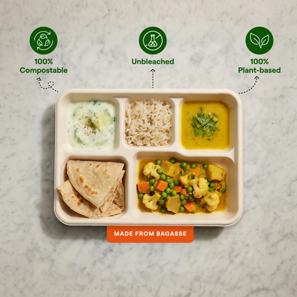 EcoKranti 5-Compartment Bagasse Meal Tray