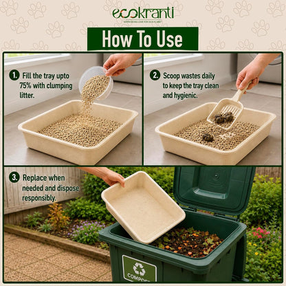 EcoKranti Bagasse Cat Litter Tray