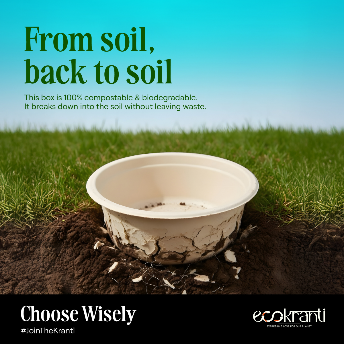 EcoKranti Bagasse Disposable Bowls(180ml)