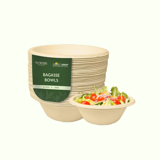 EcoKranti Bagasse Disposable Bowls(180ml)