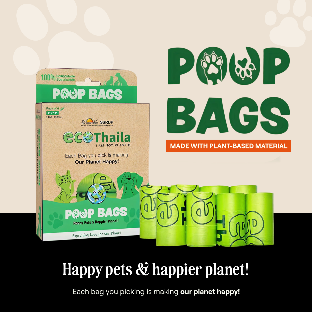 EcoKranti Compostable Poop Bags - Pack of 8