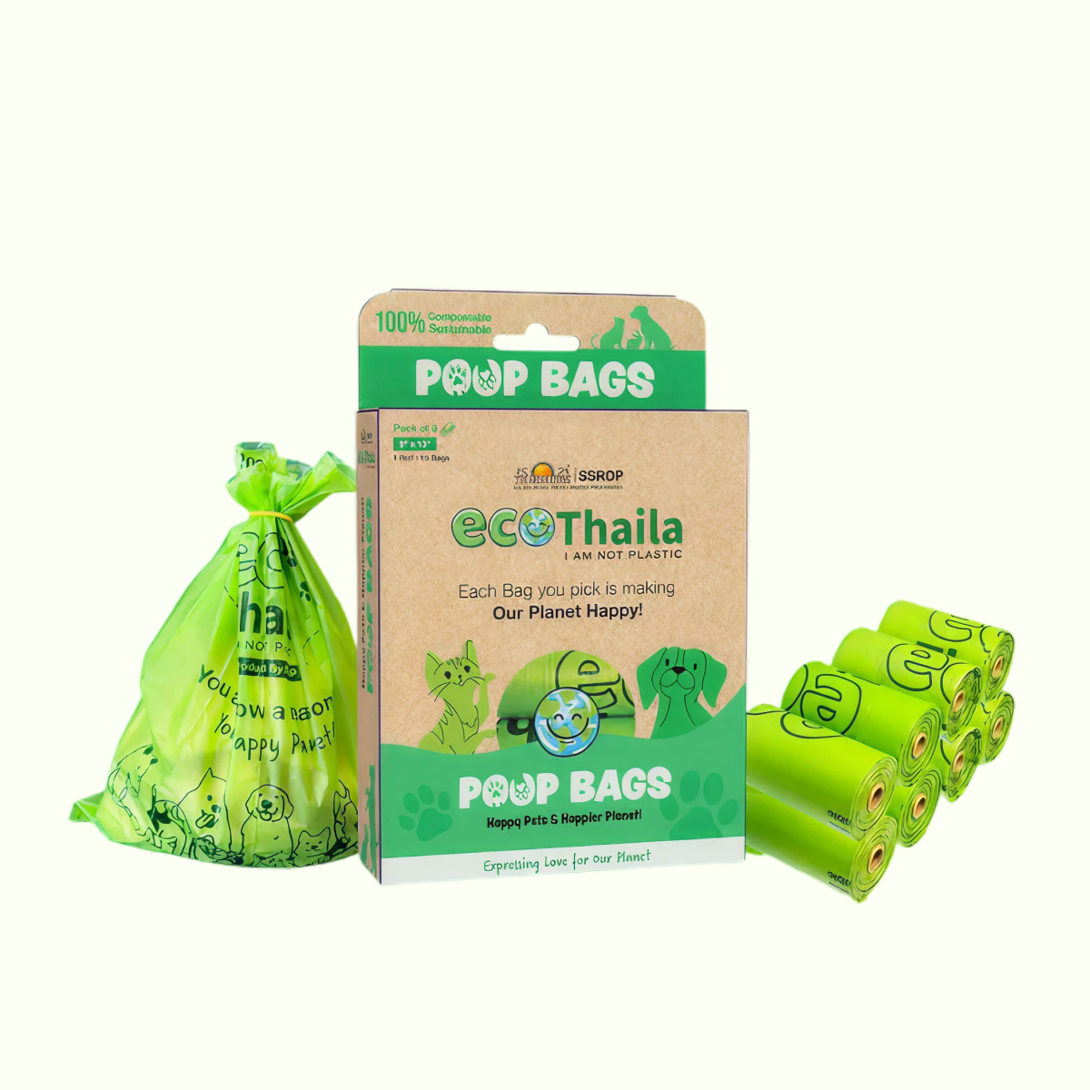 EcoKranti Compostable Poop Bags - Pack of 8