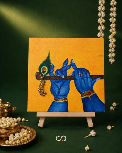 Hand Painted Canvas with Wooden Stand