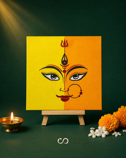 Hand Painted Canvas with Wooden Stand