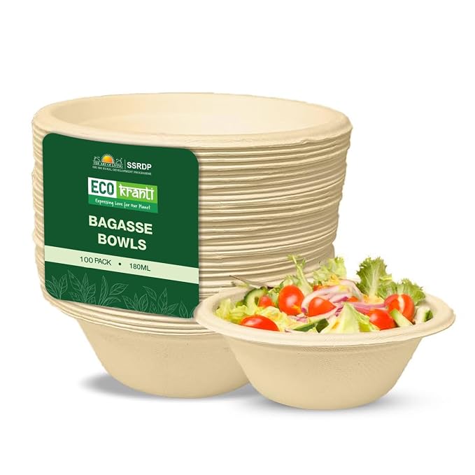 EcoKranti Bagasse Disposable Bowls