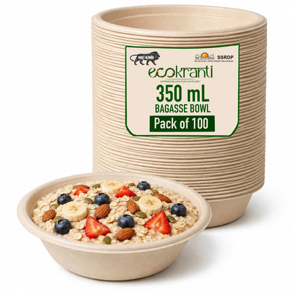EcoKranti Bagasse Disposable Bowls