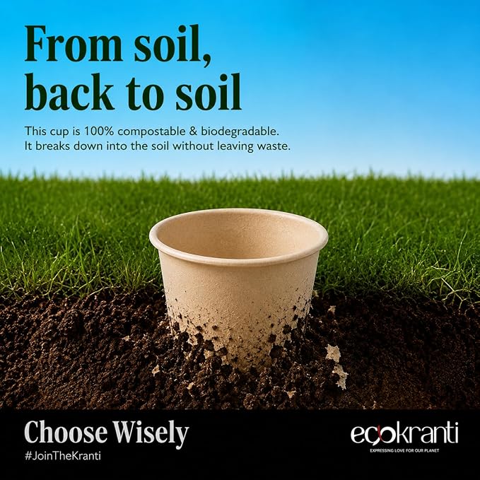 EcoKranti Bagasse Disposable Cups