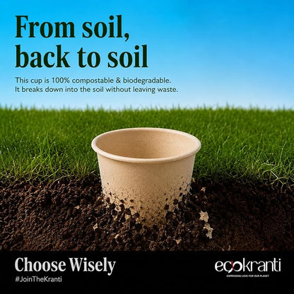 EcoKranti Bagasse Disposable Cups